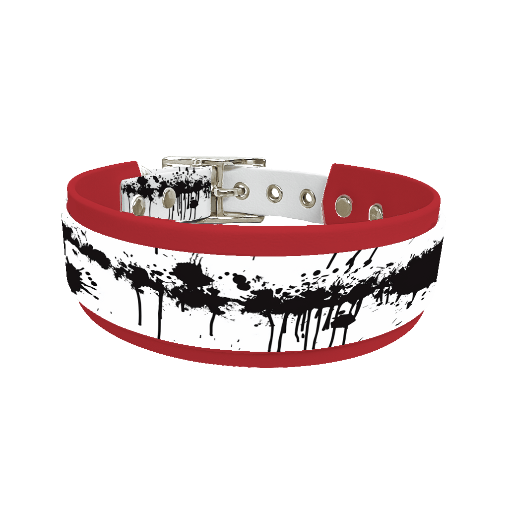 L'atelier du Fourmilier collier double 300 Collier double large pour chien en BioThane® imprimé – Collection abstrait – 38/25 mm