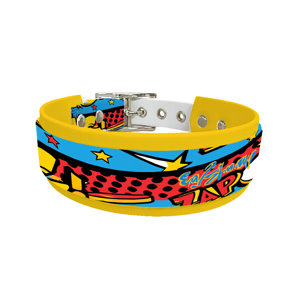 L'atelier du Fourmilier collier double 303 Collier double large pour chien en BioThane® imprimé – Collection pop art– 38/25 mm