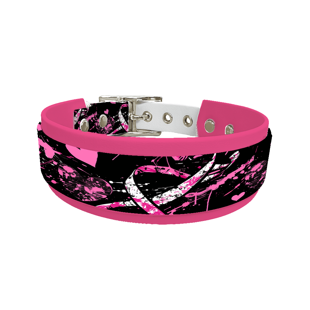 L'atelier du Fourmilier collier double 305 Collier double large pour chien en BioThane® imprimé – Collection abstrait – 38/25 mm