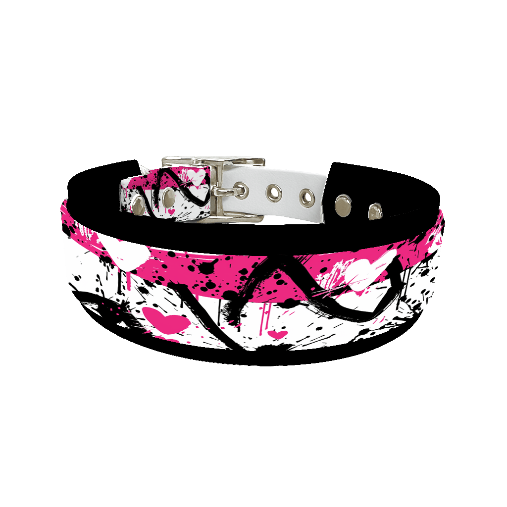 L'atelier du Fourmilier collier double 306 Collier double large pour chien en BioThane® imprimé – Collection abstrait – 38/25 mm