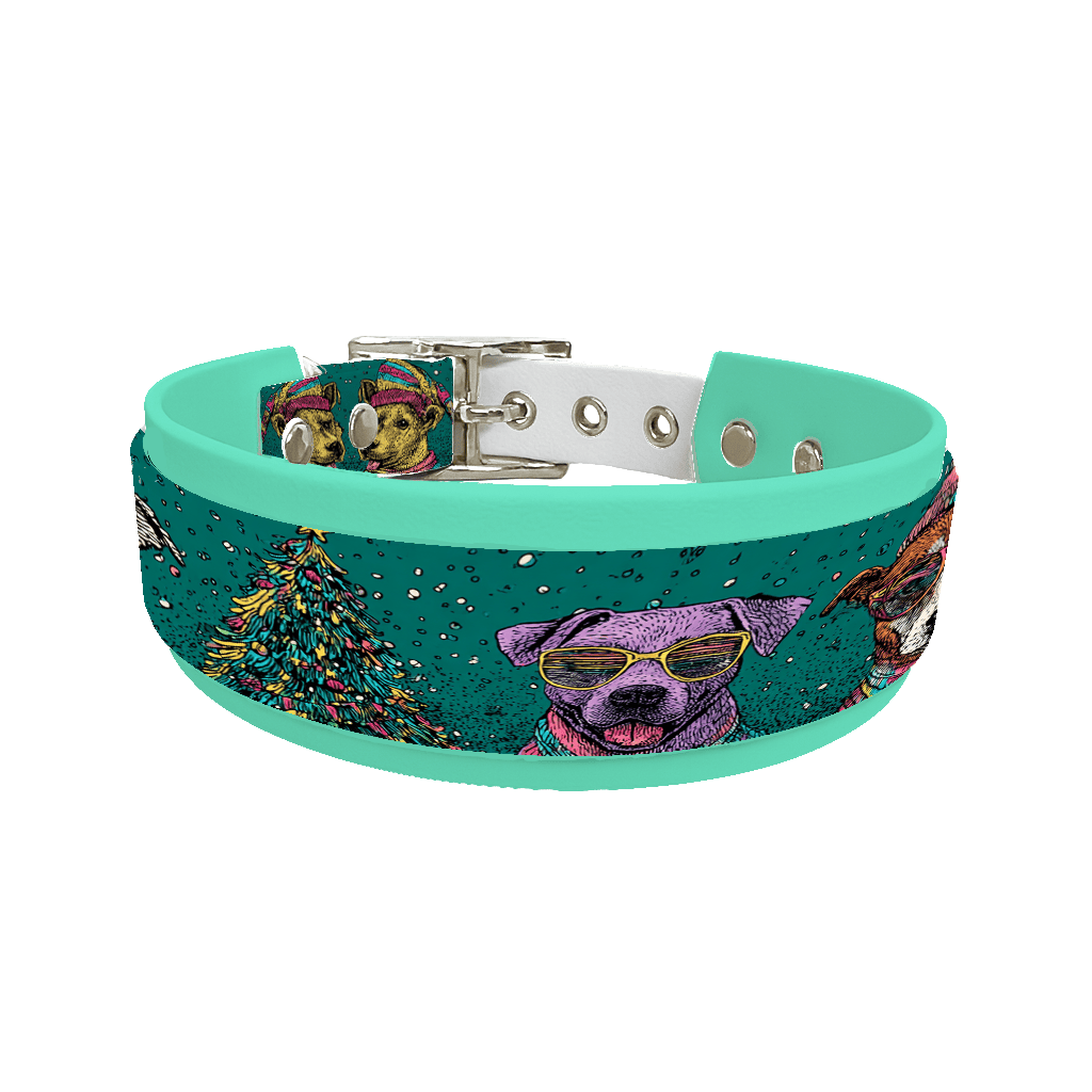 L'atelier du Fourmilier collier double 332 Colliers doubles pour chien – Collection Hiver & Noël (25 mm / 38 mm)