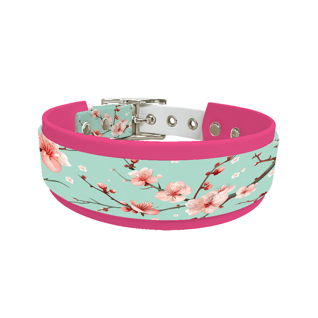 L'atelier du Fourmilier collier double 343 Collier double large pour chien en BioThane® imprimé – Collection plantes et fleurs – 38/25 mm