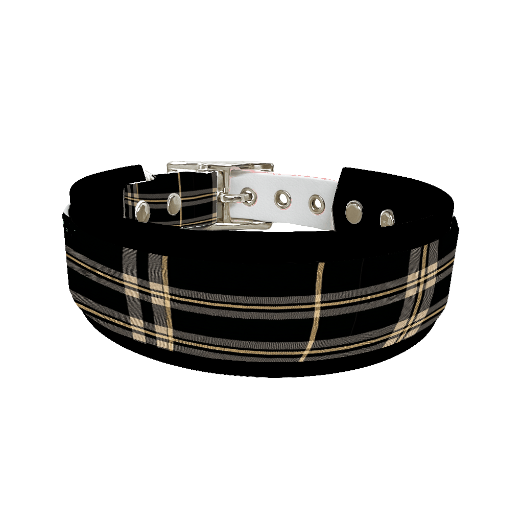 L'atelier du Fourmilier collier double 381 Collier double large pour chien en BioThane® imprimé – Collection tartan– 25/19 mm