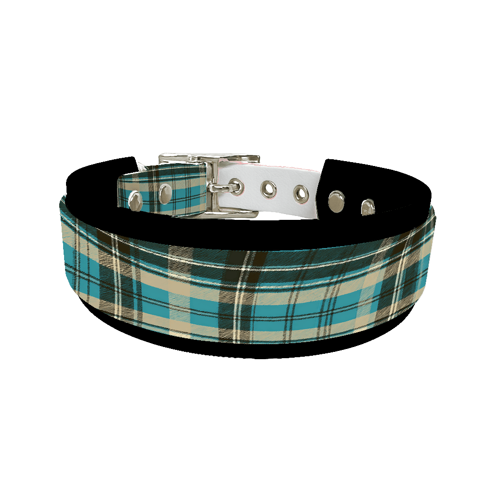 L'atelier du Fourmilier collier double 382 Collier double large pour chien en BioThane® imprimé – Collection tartan– 38/25 mm
