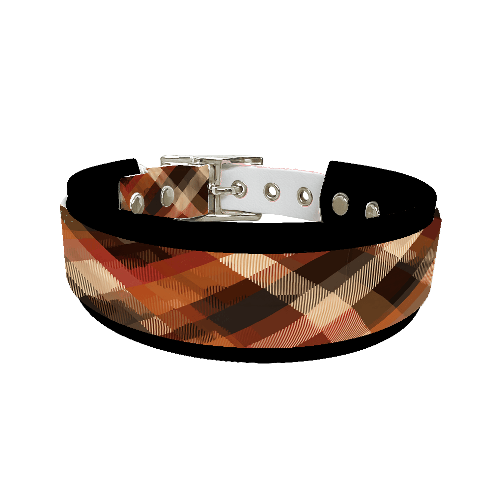 L'atelier du Fourmilier collier double 383 Collier double large pour chien en BioThane® imprimé – Collection tartan– 25/19 mm