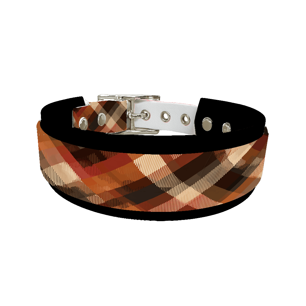 L'atelier du Fourmilier collier double 383 Collier double large pour chien en BioThane® imprimé – Collection tartan– 38/25 mm