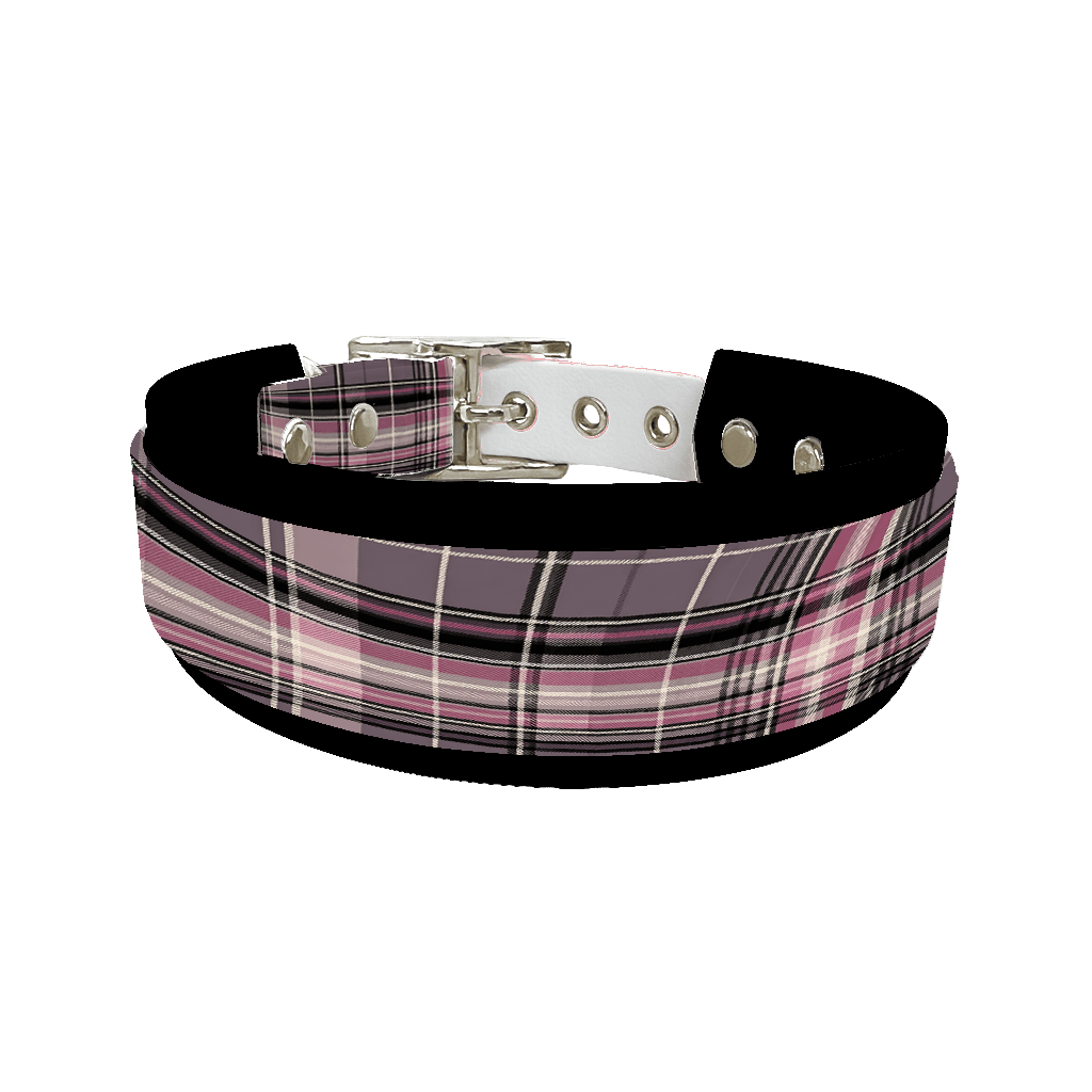 L'atelier du Fourmilier collier double 384 Collier double large pour chien en BioThane® imprimé – Collection tartan– 38/25 mm