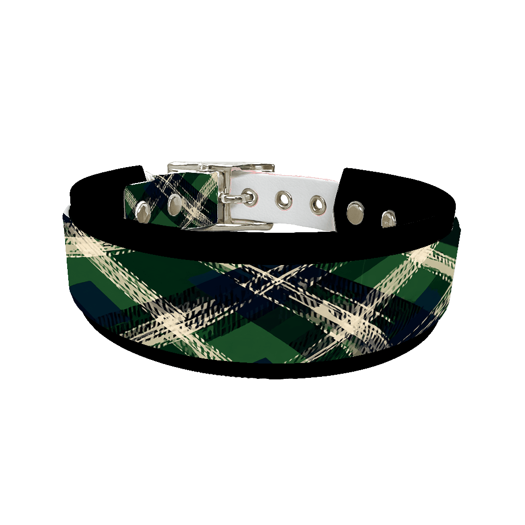 L'atelier du Fourmilier collier double 386 Collier double large pour chien en BioThane® imprimé – Collection tartan– 25/19 mm