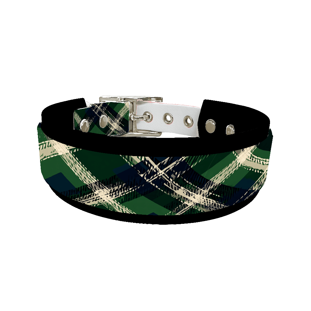 L'atelier du Fourmilier collier double 386 Collier double large pour chien en BioThane® imprimé – Collection tartan– 38/25 mm