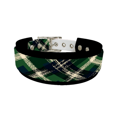 L'atelier du Fourmilier collier double 386 Collier double large pour chien en BioThane® imprimé – Collection tartan– 38/25 mm