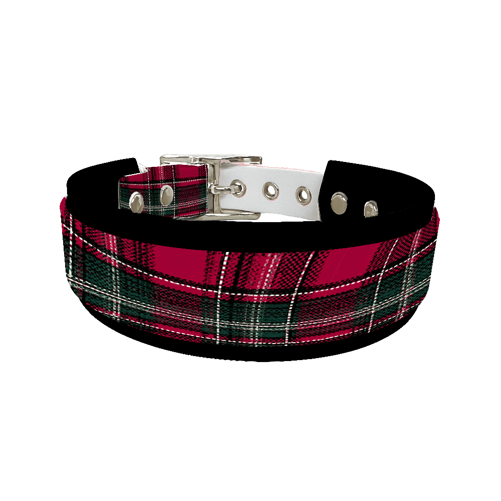 L'atelier du Fourmilier collier double 387 Collier double large pour chien en BioThane® imprimé – Collection tartan– 38/25 mm