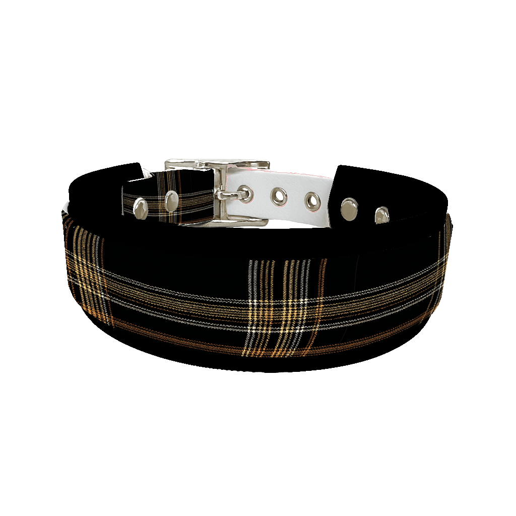 L'atelier du Fourmilier collier double 388 Collier double large pour chien en BioThane® imprimé – Collection tartan– 25/19 mm