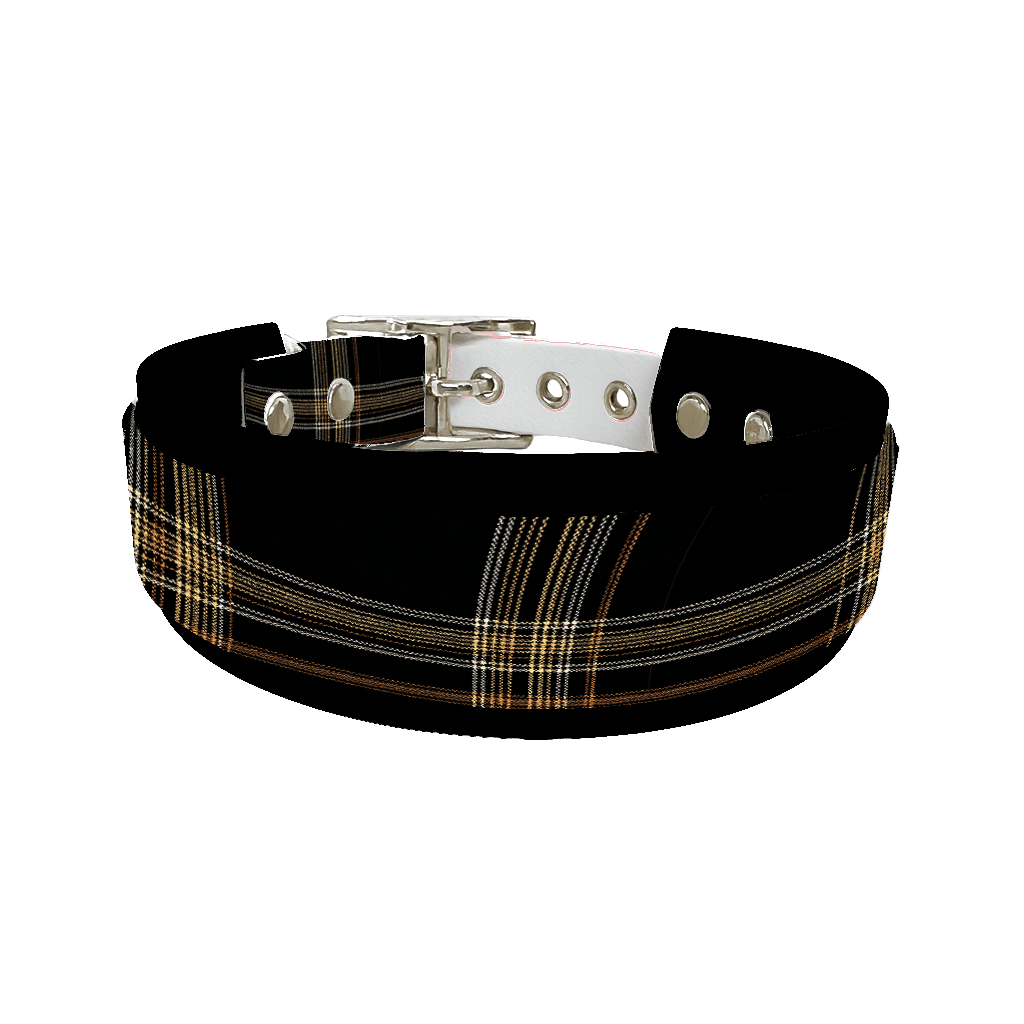 L'atelier du Fourmilier collier double 388 Collier double large pour chien en BioThane® imprimé – Collection tartan– 38/25 mm