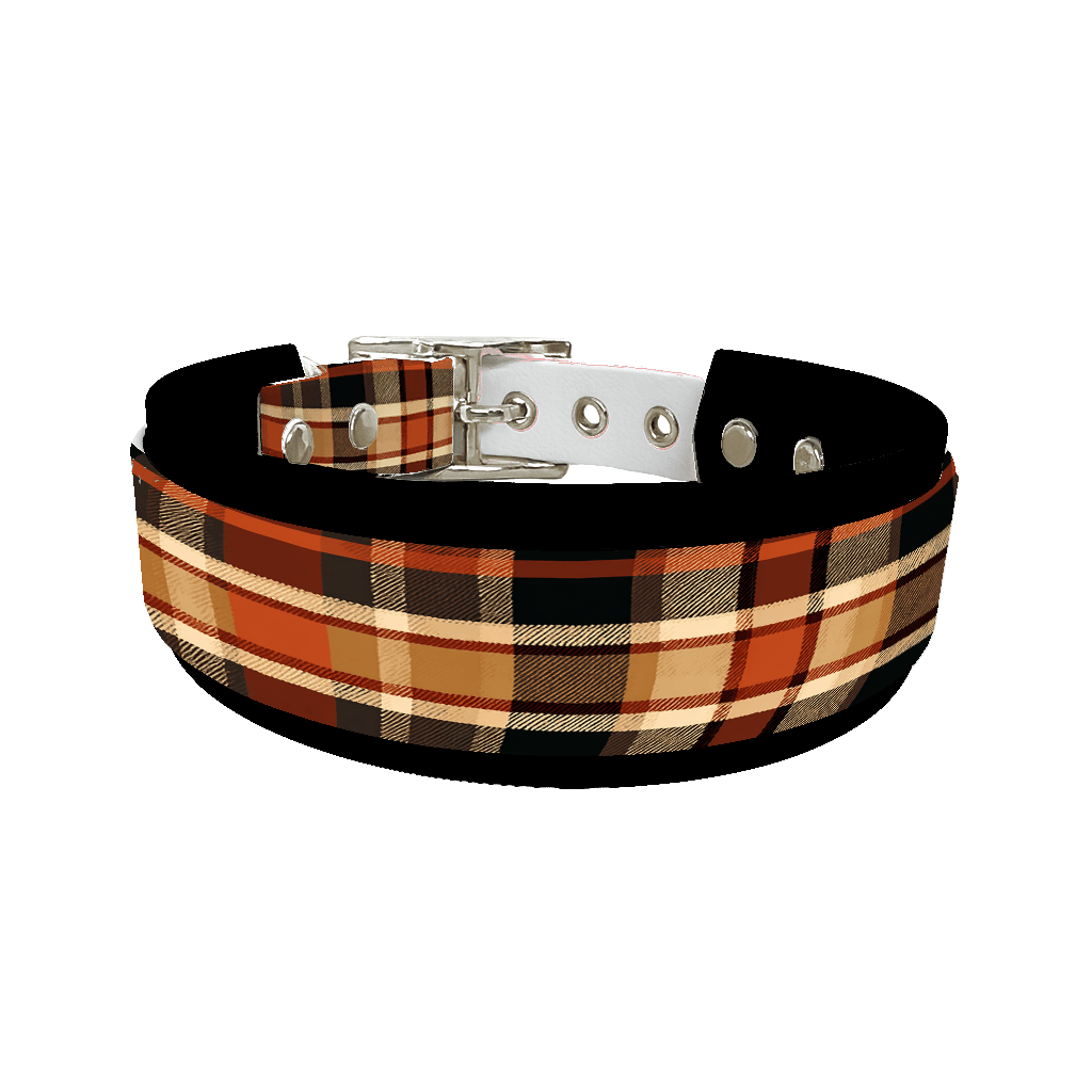 L'atelier du Fourmilier collier double 389 Collier double large pour chien en BioThane® imprimé – Collection tartan– 25/19 mm