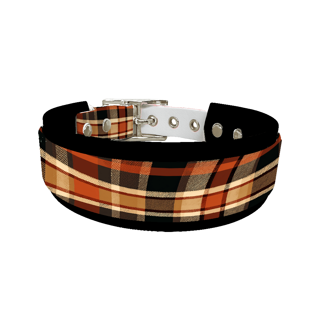 L'atelier du Fourmilier collier double 389 Collier double large pour chien en BioThane® imprimé – Collection tartan– 38/25 mm