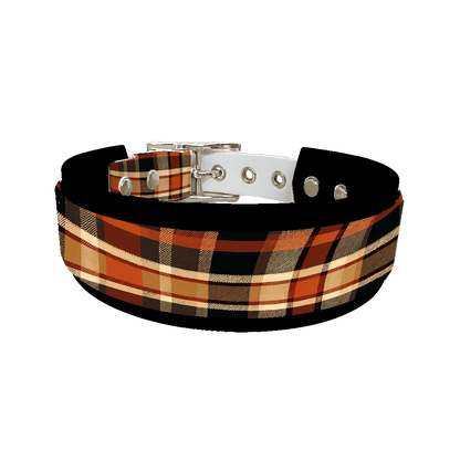 L'atelier du Fourmilier collier double 389 Collier double large pour chien en BioThane® imprimé – Collection tartan– 38/25 mm