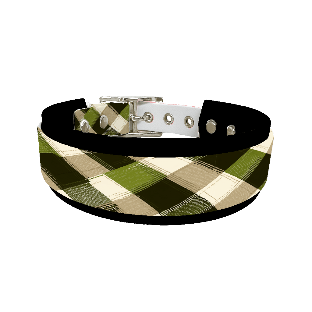 L'atelier du Fourmilier collier double 390 Collier double large pour chien en BioThane® imprimé – Collection tartan– 25/19 mm