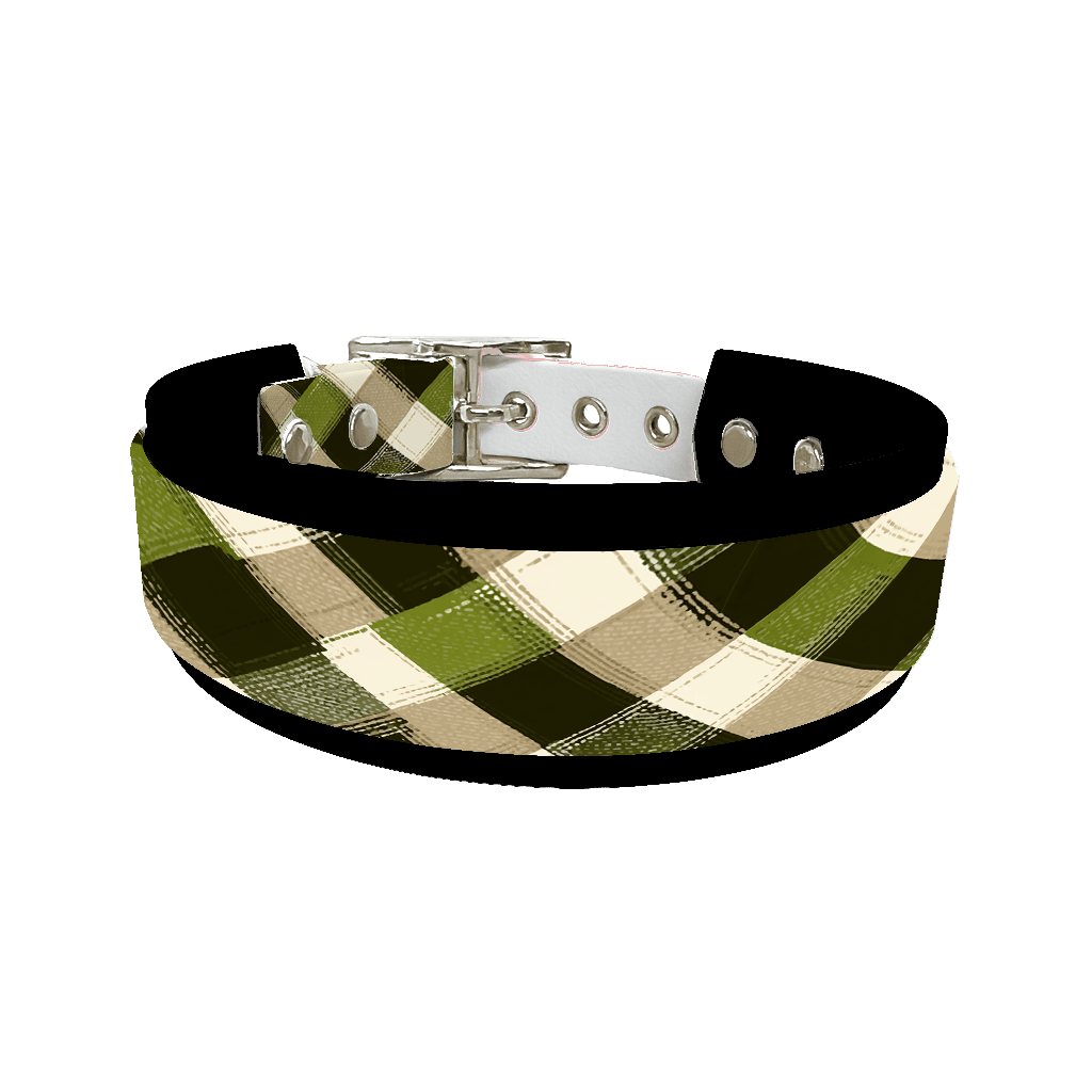 L'atelier du Fourmilier collier double 390 Collier double large pour chien en BioThane® imprimé – Collection tartan– 38/25 mm
