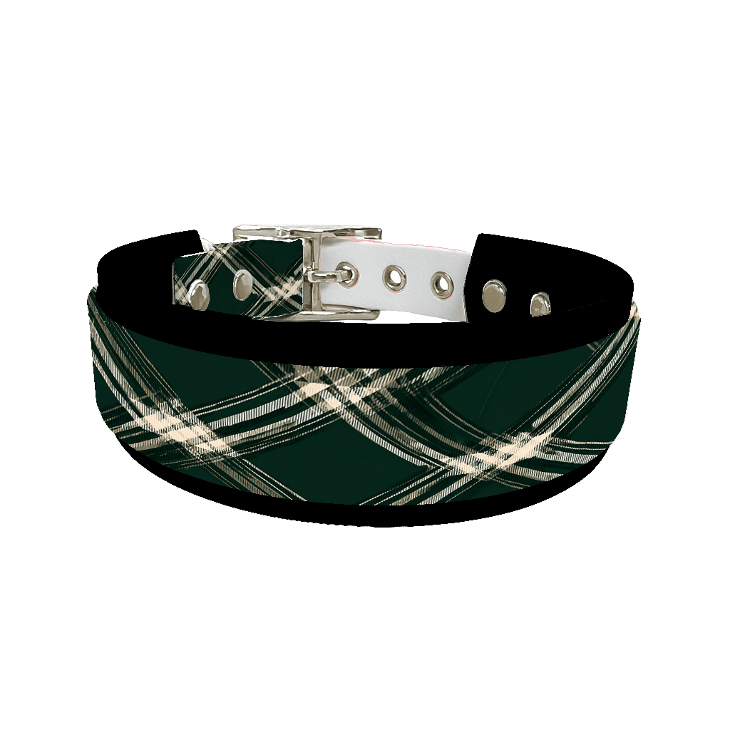 L'atelier du Fourmilier collier double 391 Collier double large pour chien en BioThane® imprimé – Collection tartan– 38/25 mm