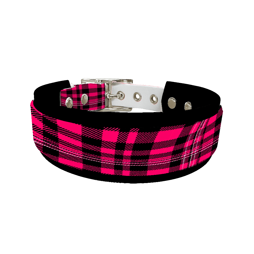 L'atelier du Fourmilier collier double 392 Collier double large pour chien en BioThane® imprimé – Collection tartan– 38/25 mm