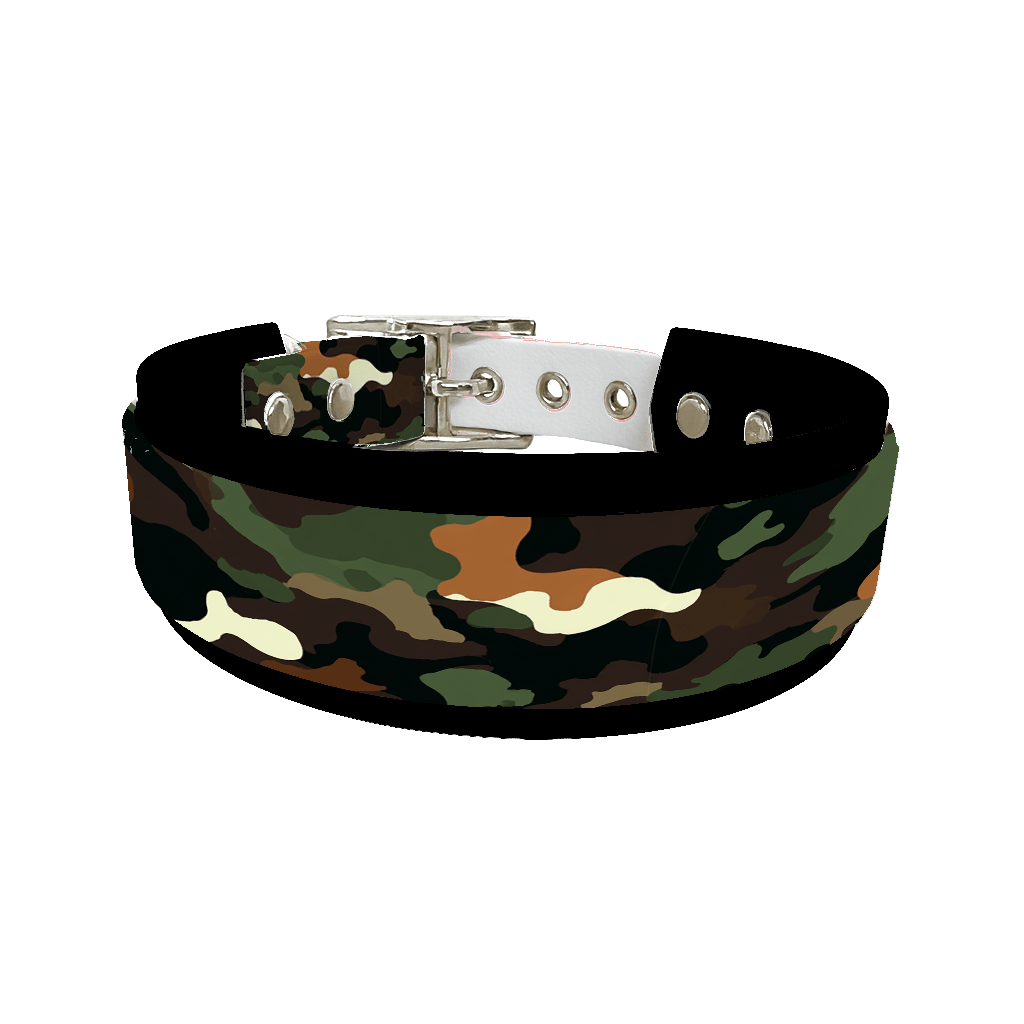L'atelier du Fourmilier collier double 393 Collier double large pour chien en BioThane® imprimé – Collection camouflage– 38/25 mm