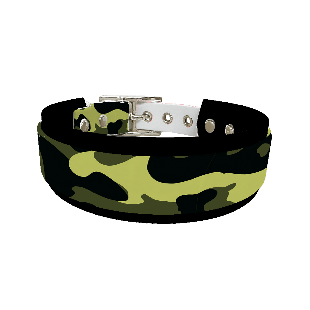 L'atelier du Fourmilier collier double 396 Collier double large pour chien en BioThane® imprimé – Collection camouflage– 38/25 mm