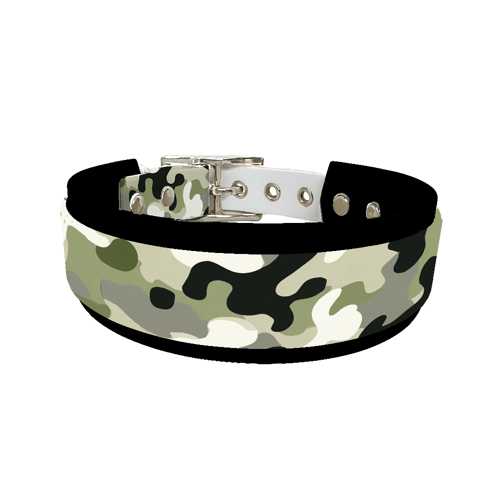 L'atelier du Fourmilier collier double 400 Collier double large pour chien en BioThane® imprimé – Collection camouflage– 38/25 mm