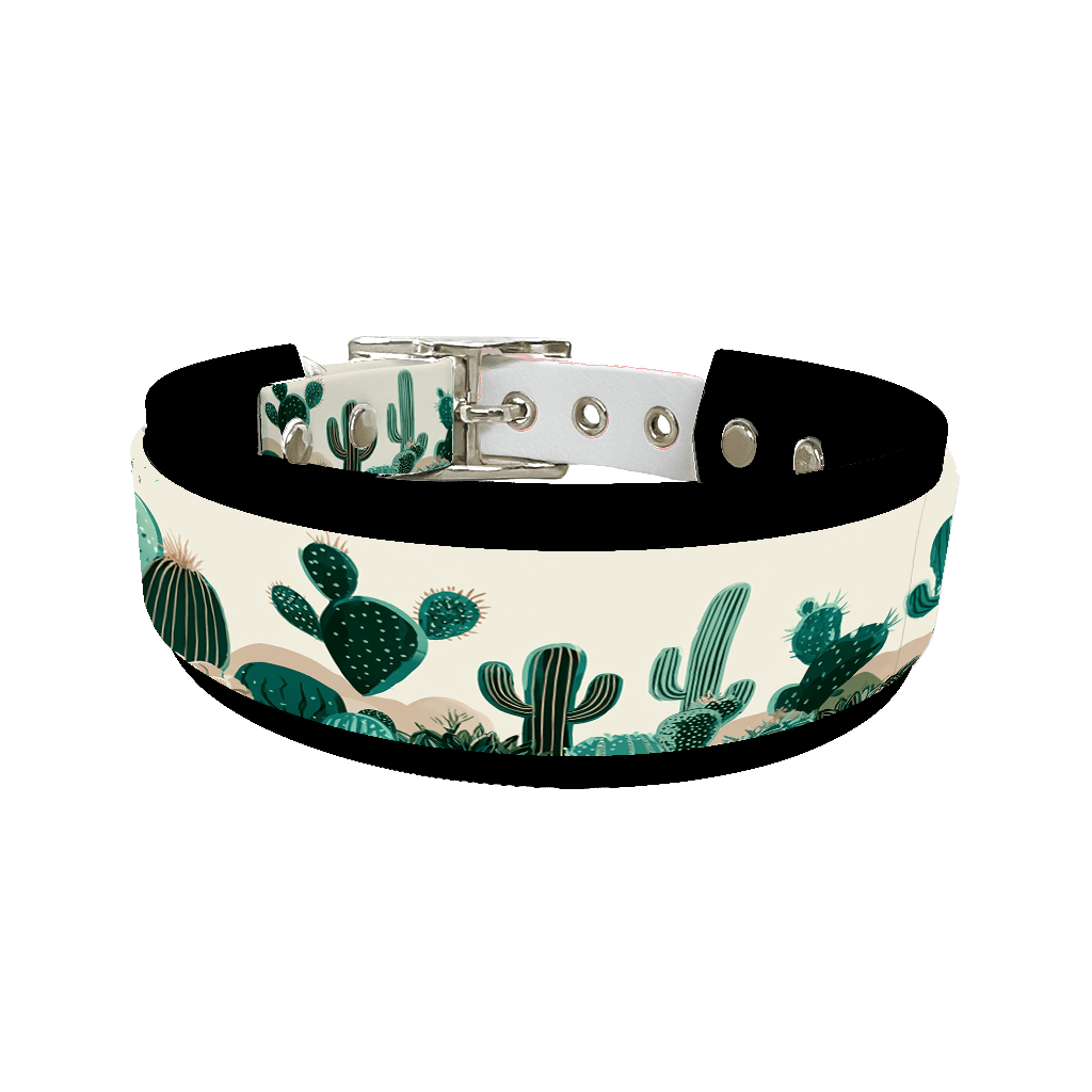 L'atelier du Fourmilier collier double 401 Collier double large pour chien en BioThane® imprimé – Collection plantes et fleurs – 38/25 mm