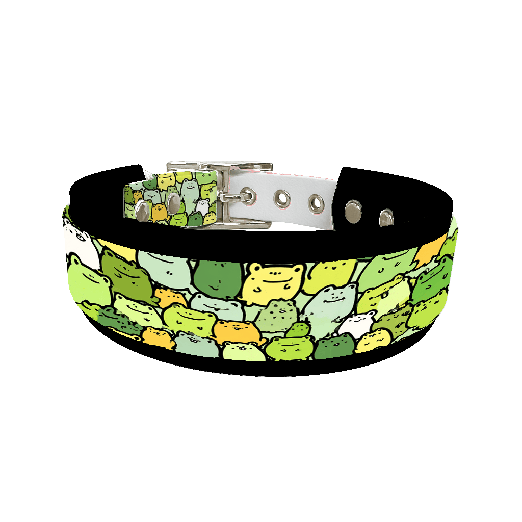 L'atelier du Fourmilier collier double 403 Collier double large pour chien en BioThane® imprimé – Collection animaux pop/kawaii – 38/25 mm