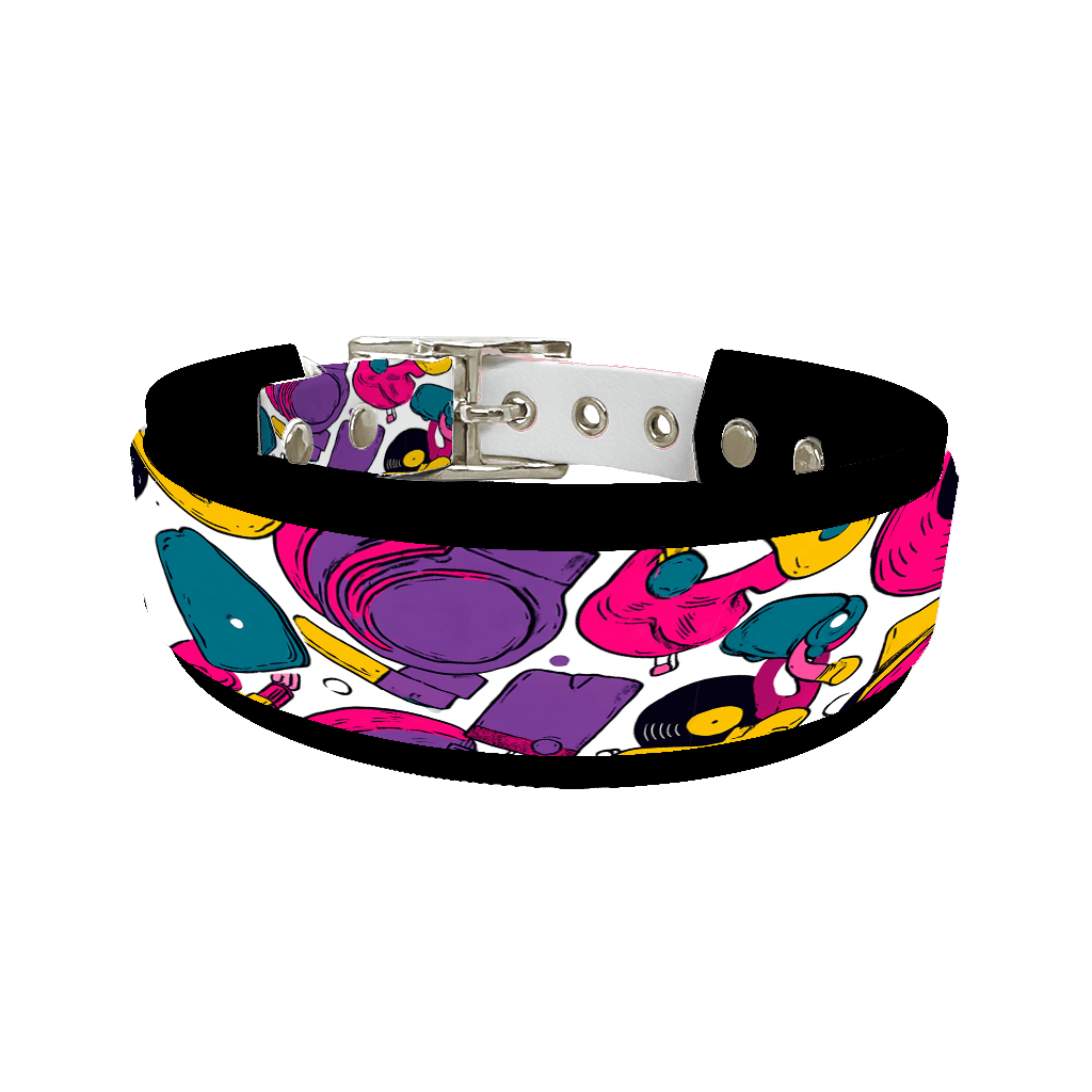 L'atelier du Fourmilier collier double 405 Collier double large pour chien en BioThane® imprimé – Collection pop art– 38/25 mm