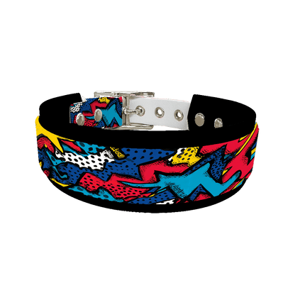 L'atelier du Fourmilier collier double 406 Collier double large pour chien en BioThane® imprimé – Collection pop art– 38/25 mm