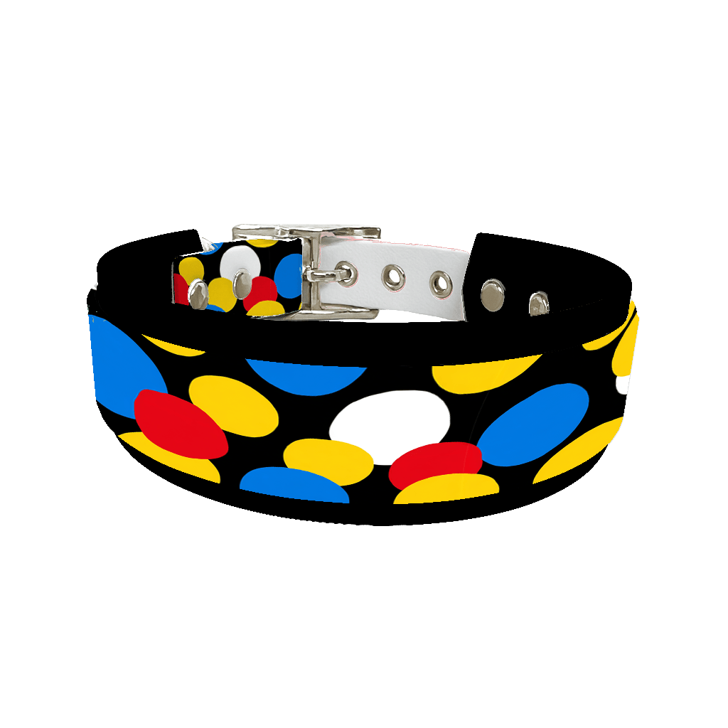 L'atelier du Fourmilier collier double 407 Collier double large pour chien en BioThane® imprimé – Collection pop art– 38/25 mm