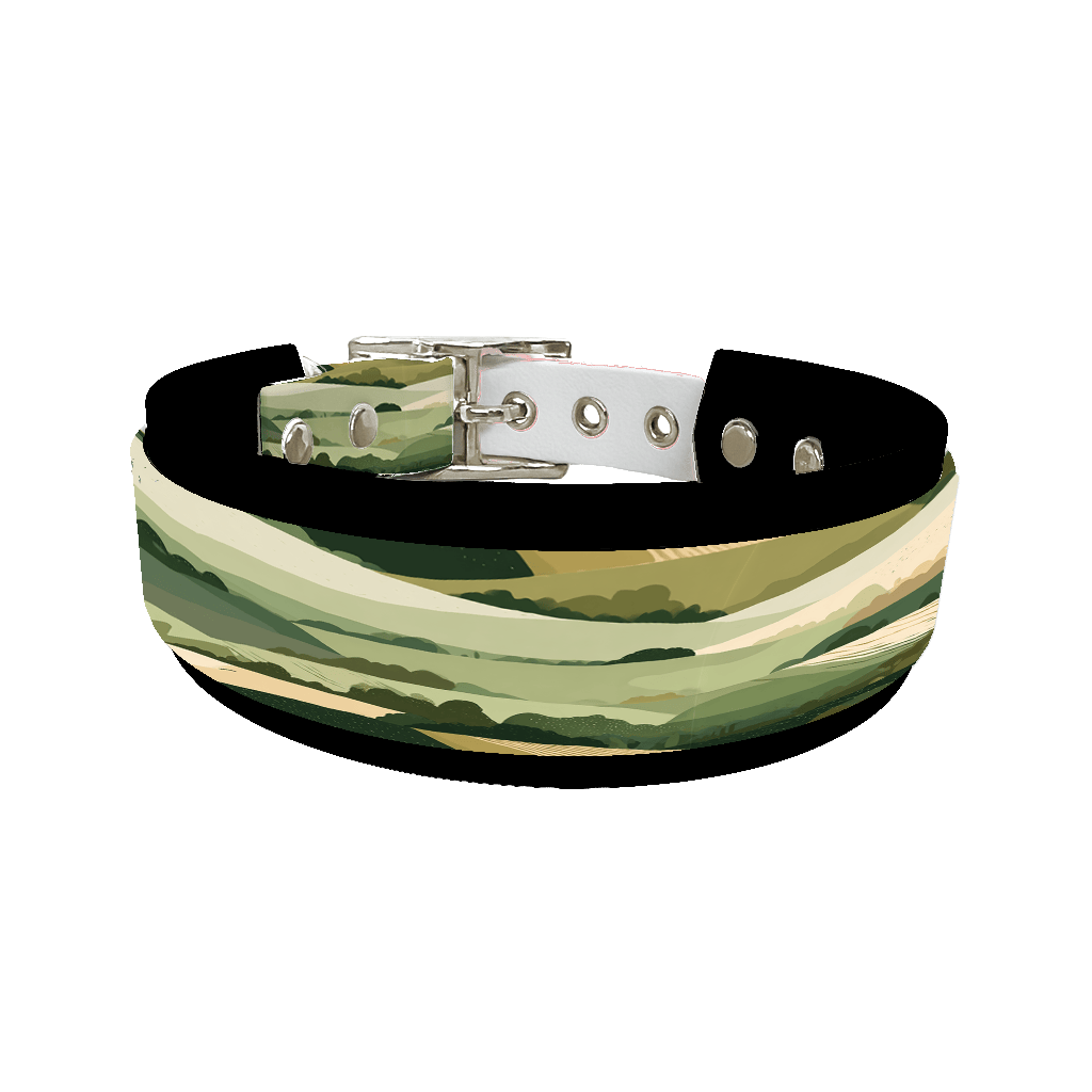 L'atelier du Fourmilier collier double 418 Collier double large pour chien en BioThane® imprimé – Collection paysage– 38/25 mm