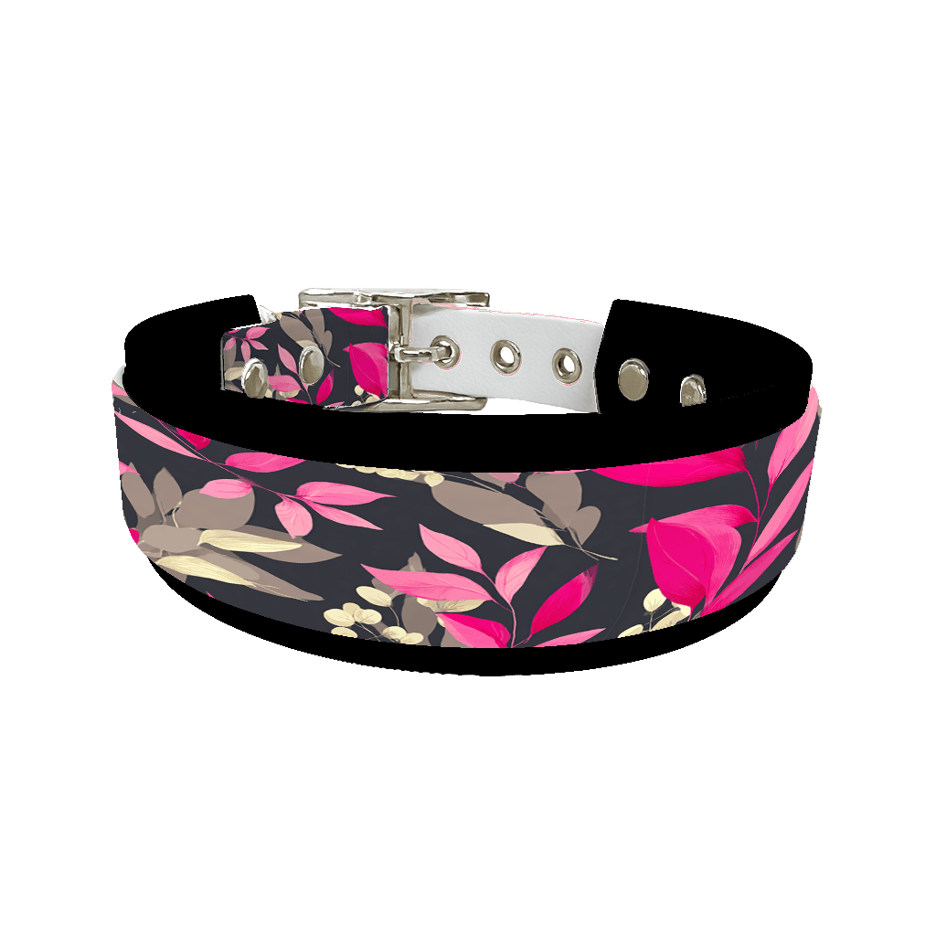 L'atelier du Fourmilier collier double 426 Collier double large pour chien en BioThane® imprimé – Collection plantes et fleurs – 38/25 mm