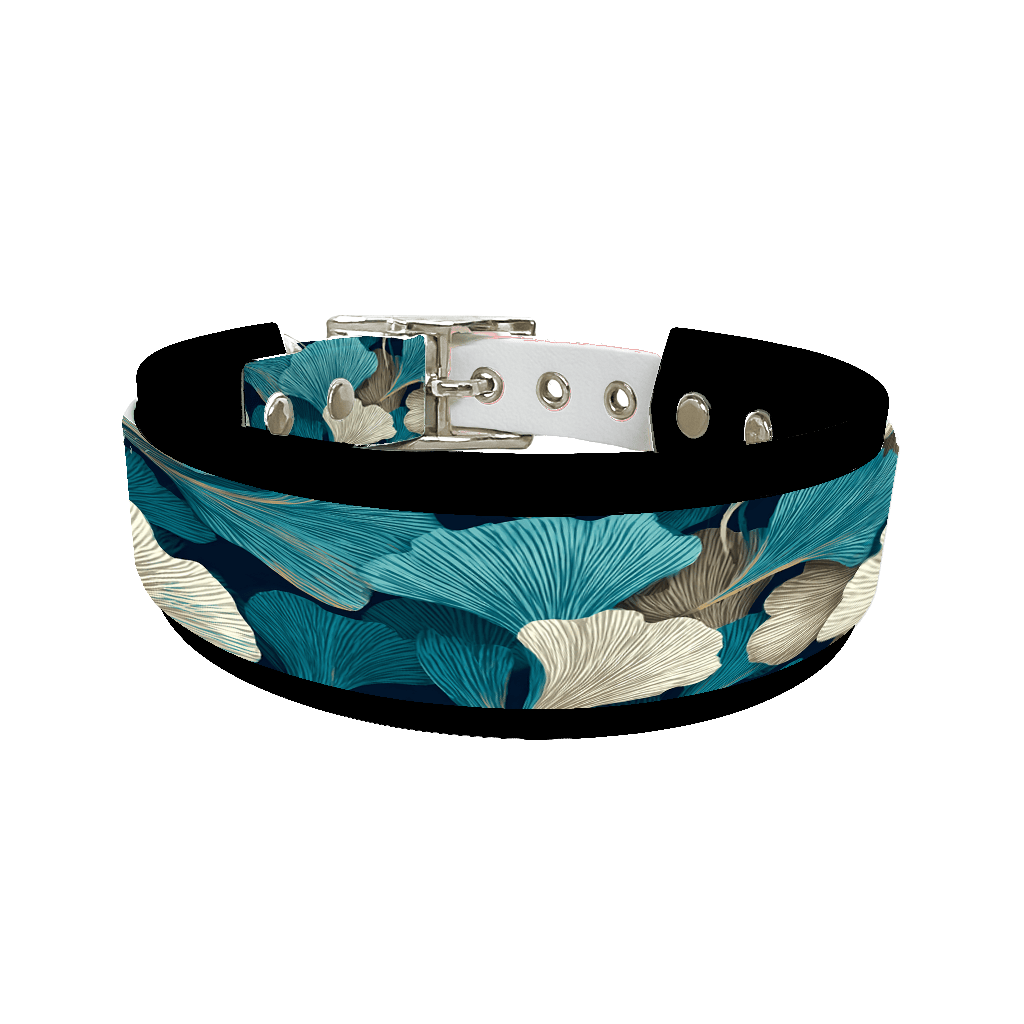 L'atelier du Fourmilier collier double 428 Collier double large pour chien en BioThane® imprimé – Collection plantes et fleurs – 38/25 mm