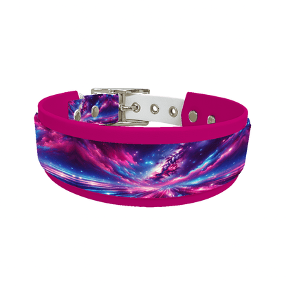 L'atelier du Fourmilier collier double 43 Collier double large pour chien en BioThane® imprimé – Collection galaxie – 38/25 mm