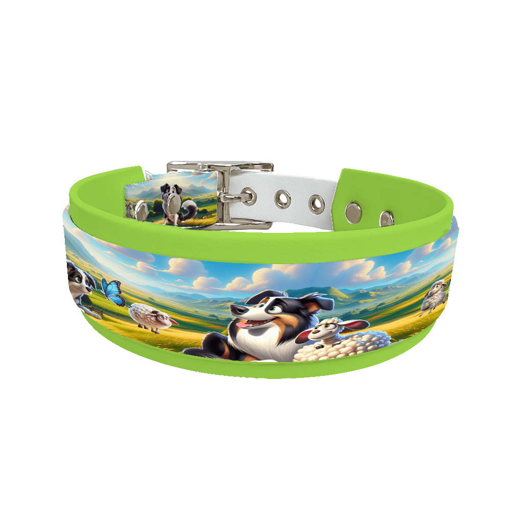 L'atelier du Fourmilier collier double 44 Collier double large pour chien en BioThane® imprimé – Collection chiens– 38/25 mm