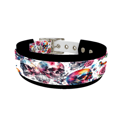 L'atelier du Fourmilier collier double 46 Collier double large pour chien en BioThane® imprimé – Collection tête de mort– 38/25 mm