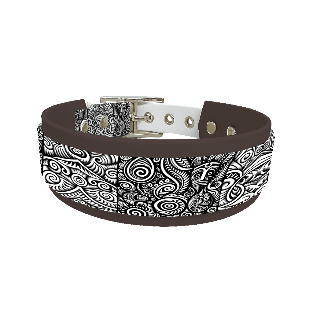 L'atelier du Fourmilier collier double 47 Collier double large pour chien en BioThane® imprimé – Collection Tribal – 38/25 mm