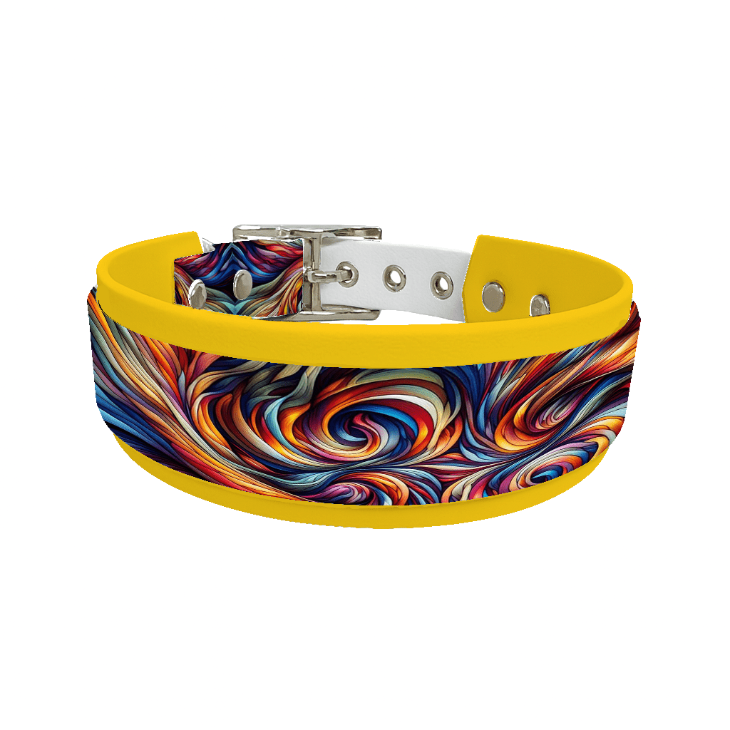 L'atelier du Fourmilier collier double 50 Collier double large pour chien en BioThane® imprimé – Collection abstrait – 38/25 mm