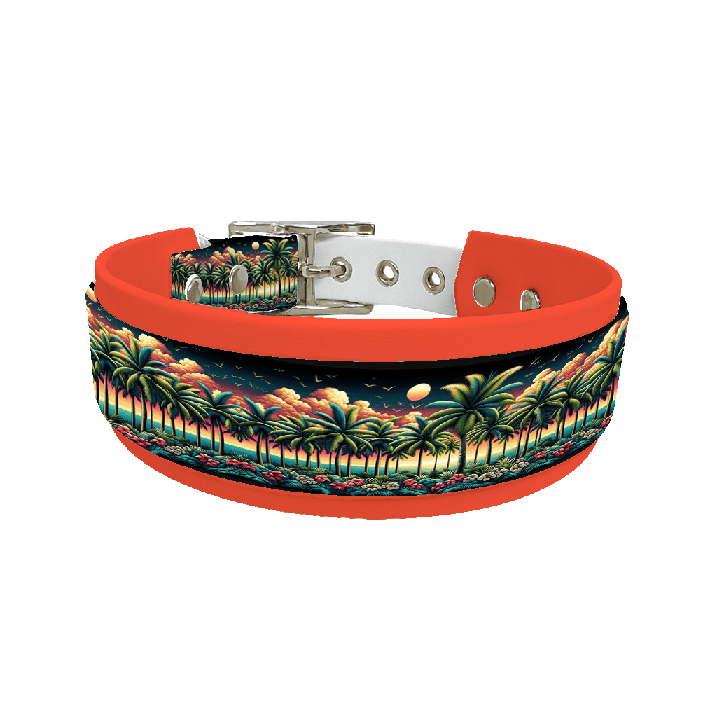 L'atelier du Fourmilier collier double 52 Collier double large pour chien en BioThane® imprimé – Collection paysage– 38/25 mm