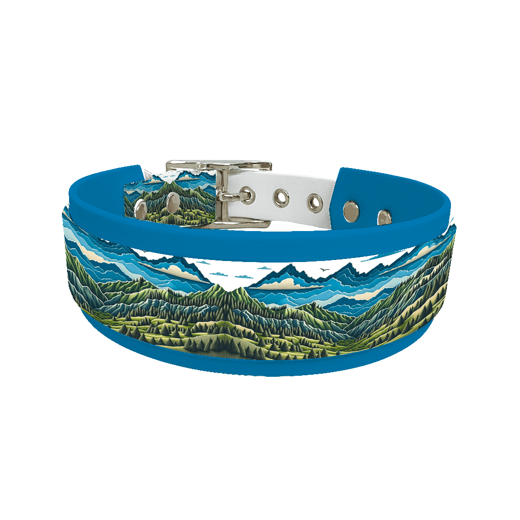 L'atelier du Fourmilier collier double 53 Collier double large pour chien en BioThane® imprimé – Collection paysage– 38/25 mm