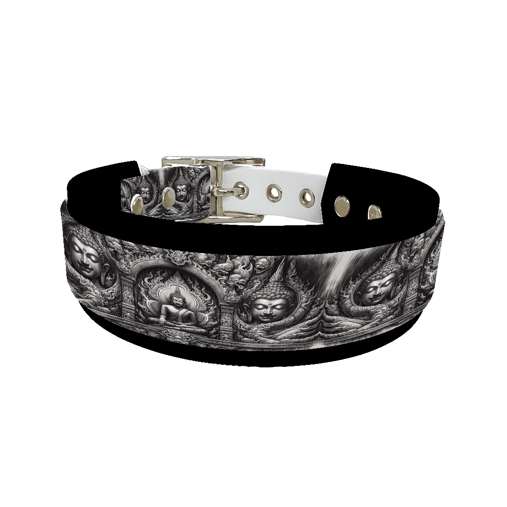 L'atelier du Fourmilier collier double 59 Collier double large pour chien en BioThane® imprimé – Collection Tribal – 38/25 mm