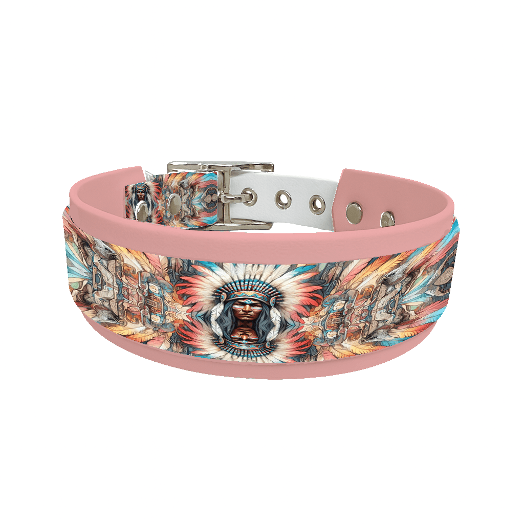 L'atelier du Fourmilier collier double 61 Collier double large pour chien en BioThane® imprimé – Collection Tribal – 38/25 mm