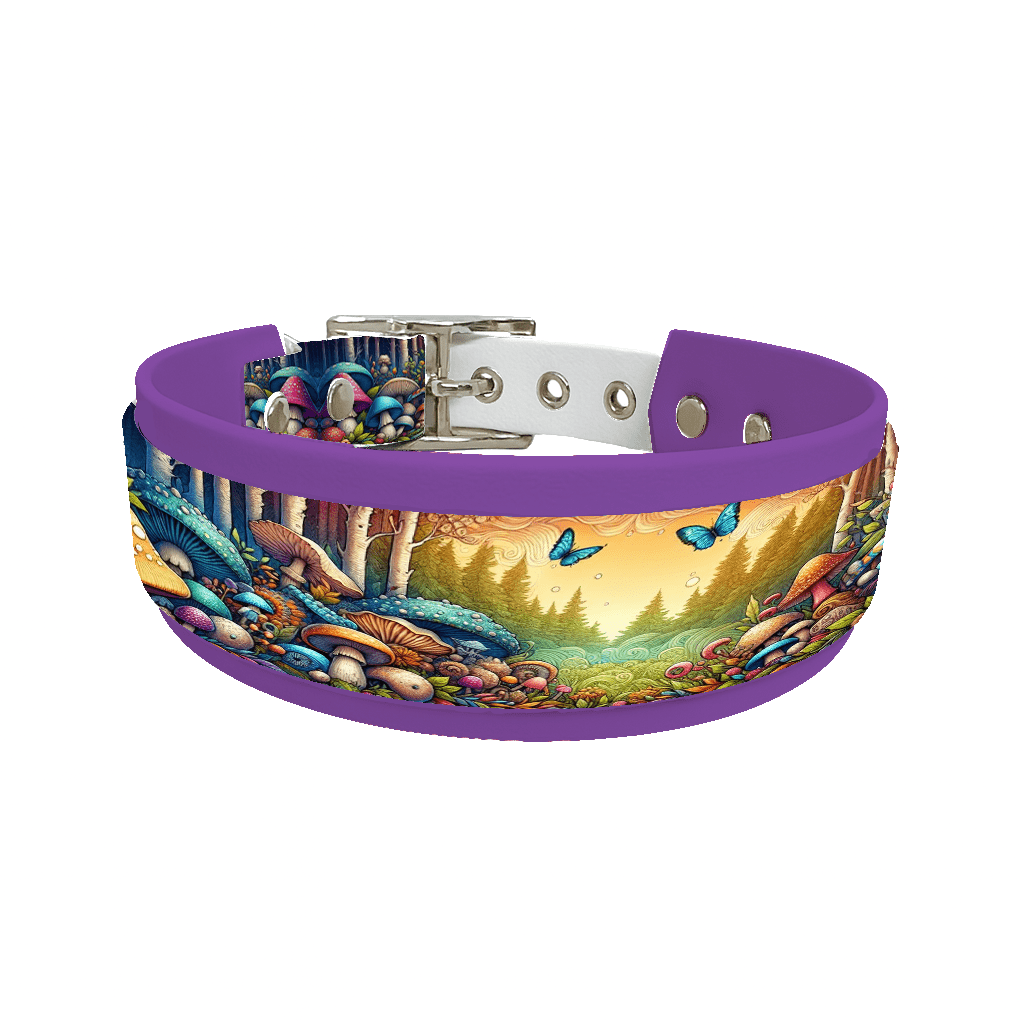 L'atelier du Fourmilier collier double 66 Collier double large pour chien en BioThane® imprimé – Collection forêt enchantée – 38/25 mm