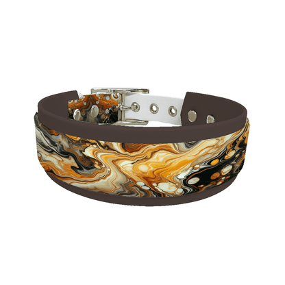 L'atelier du Fourmilier collier double 7 Collier double large pour chien en BioThane® imprimé – Collection abstrait – 38/25 mm