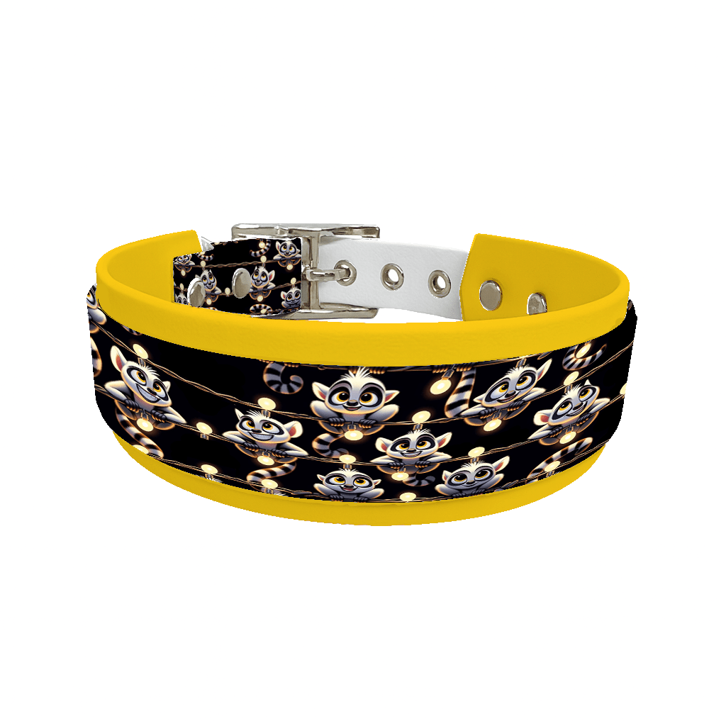 L'atelier du Fourmilier collier double 75 Collier double large pour chien en BioThane® imprimé – Collection animaux pop/kawaii – 38/25 mm