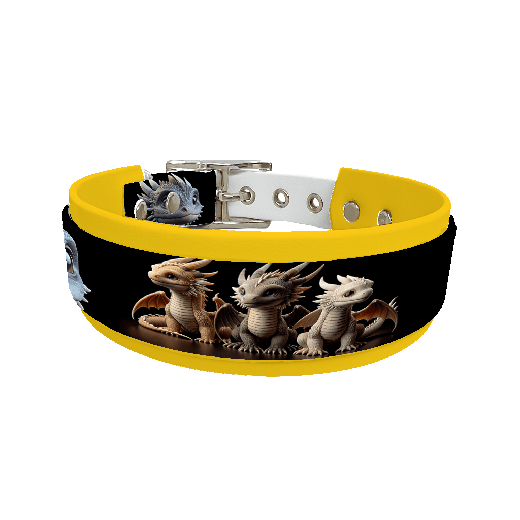 L'atelier du Fourmilier collier double 78 Collier double large pour chien en BioThane® imprimé – Collection monstres et créatures imaginaires– 38/25 mm