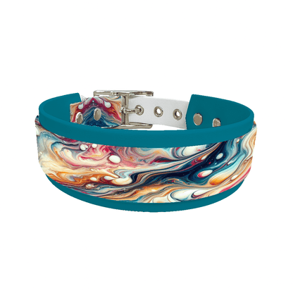 L'atelier du Fourmilier collier double 8 Collier double large pour chien en BioThane® imprimé – Collection abstrait – 38/25 mm