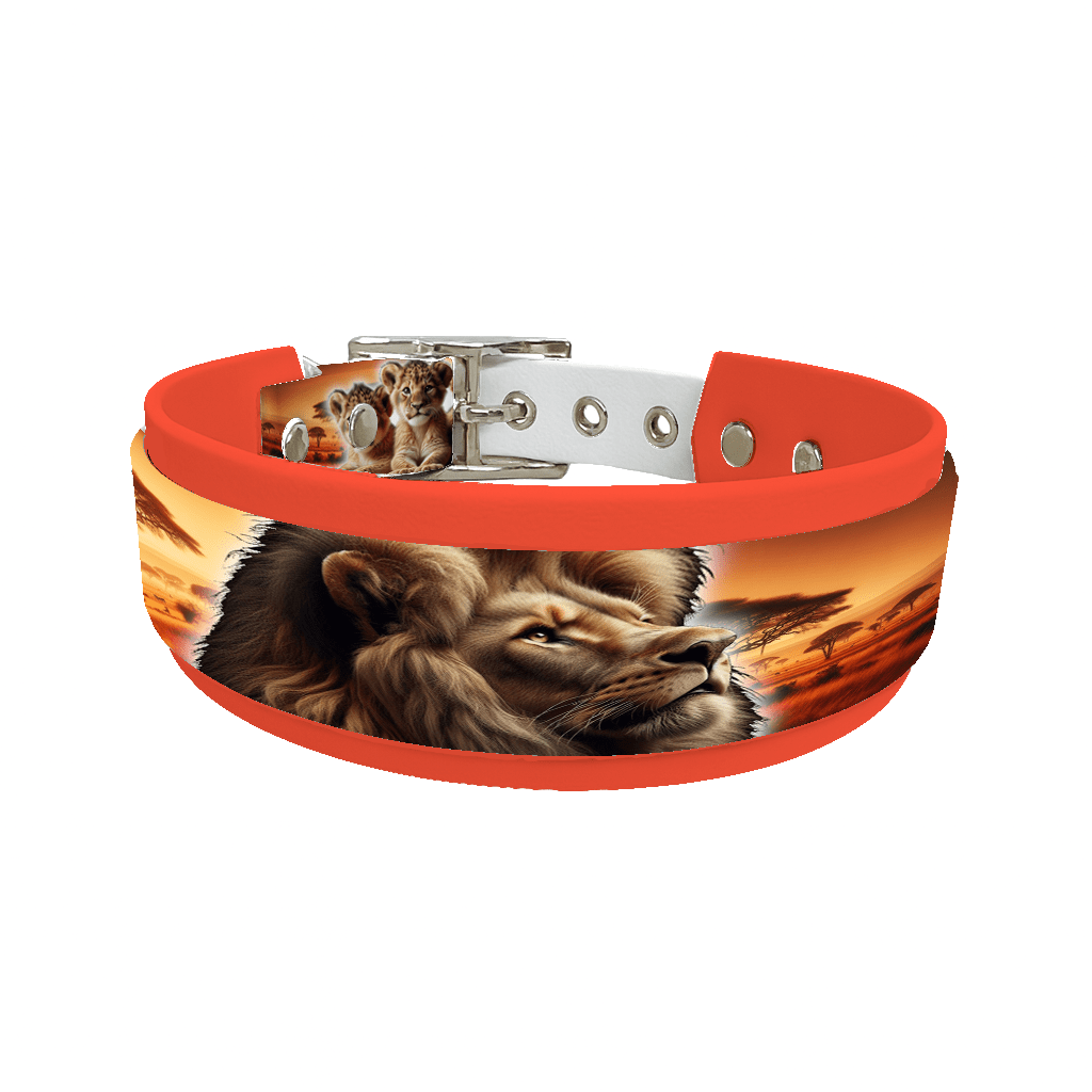 L'atelier du Fourmilier collier double 86 Collier double large pour chien en BioThane® imprimé – Collection animaux sauvages– 38/25 mm